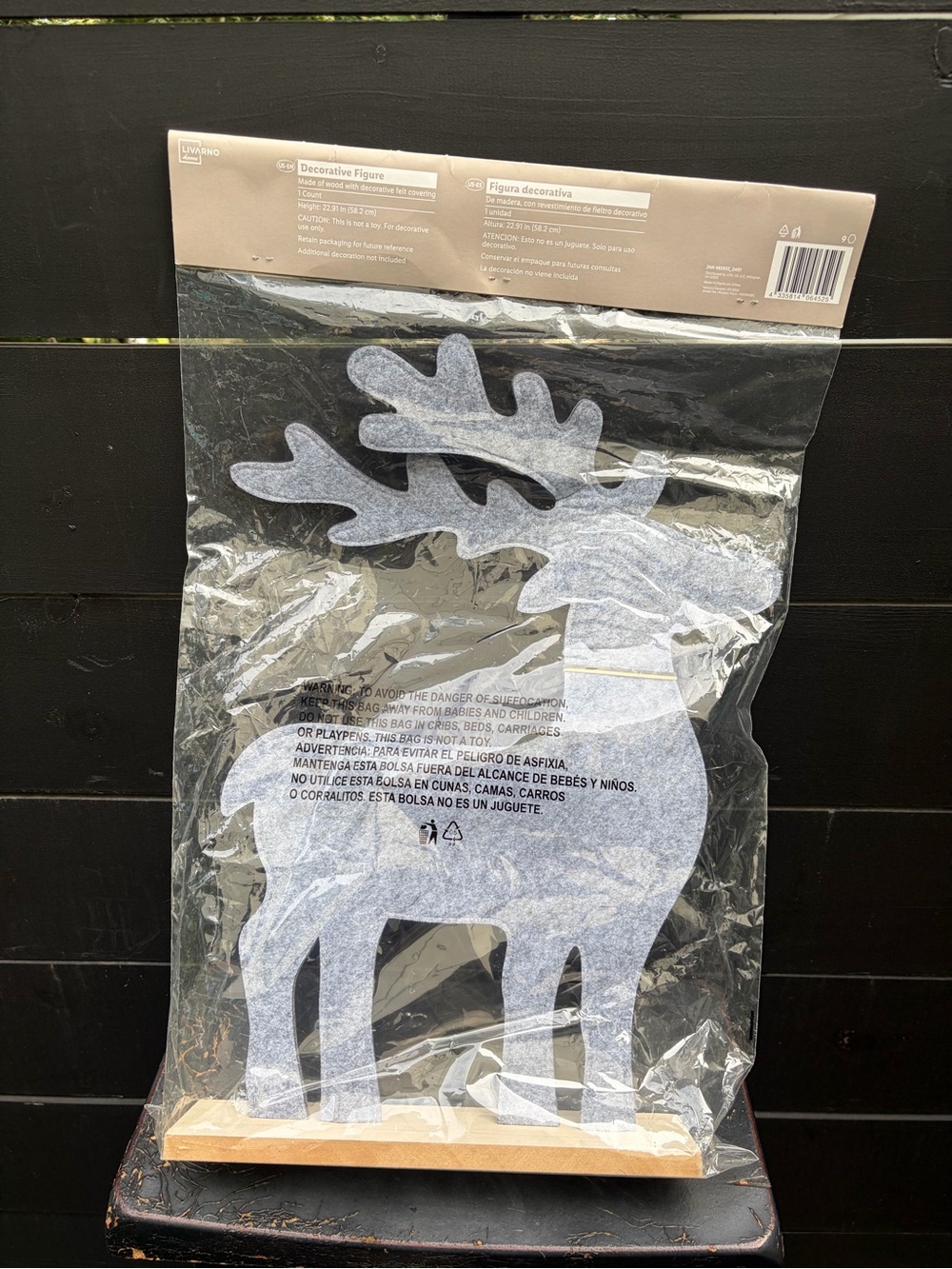 Livarno Home Gray Felt Reindeer Christmas Decor 22.9” NWT Spain - Picture 5 of 6